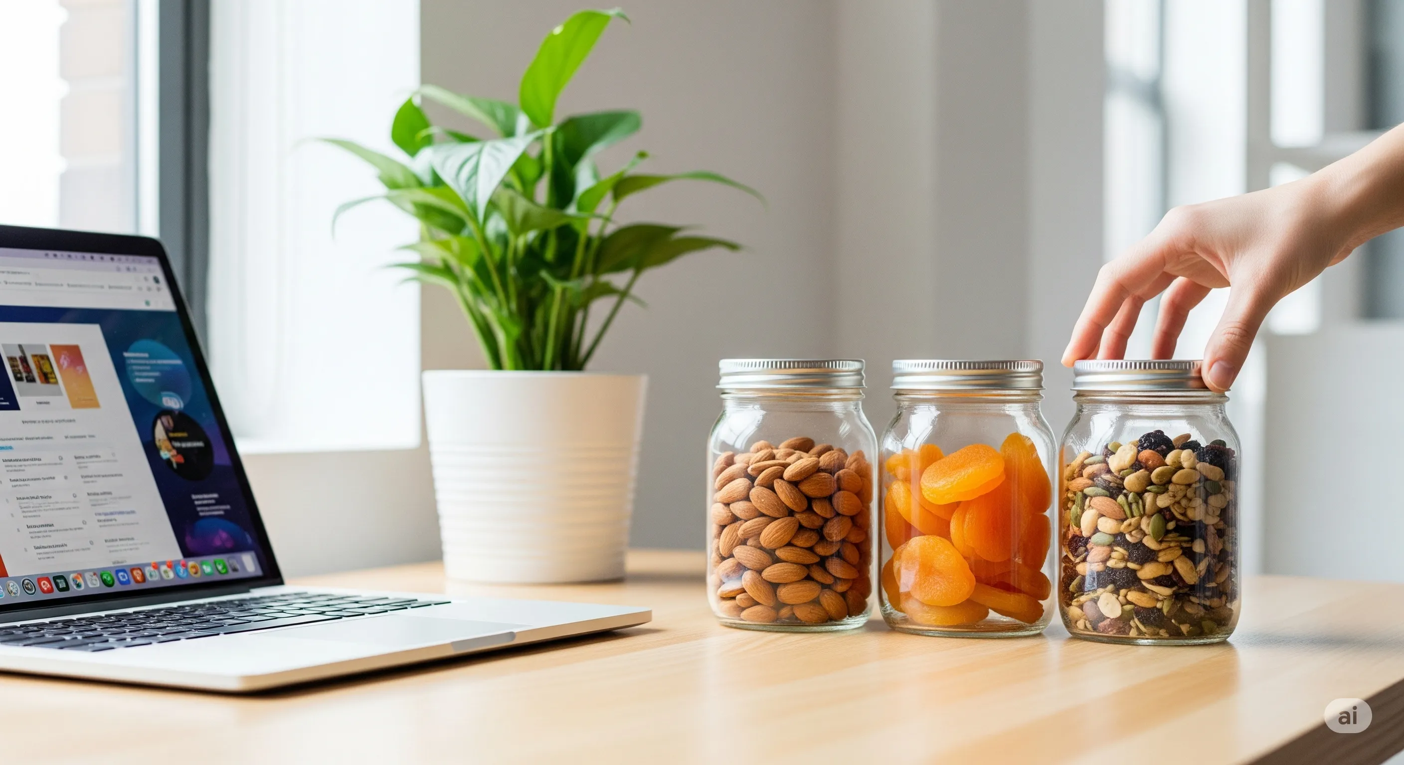 Bild für den Artikel: Adé, Snack-Schublade: Gesunde & unverpackte Office-Snacks für dein Energiehoch